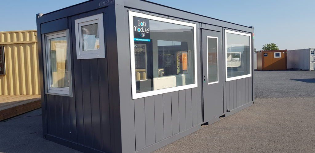 BATIMODULE Teilverglastes 6-Meter-Büro (4 Seiten)