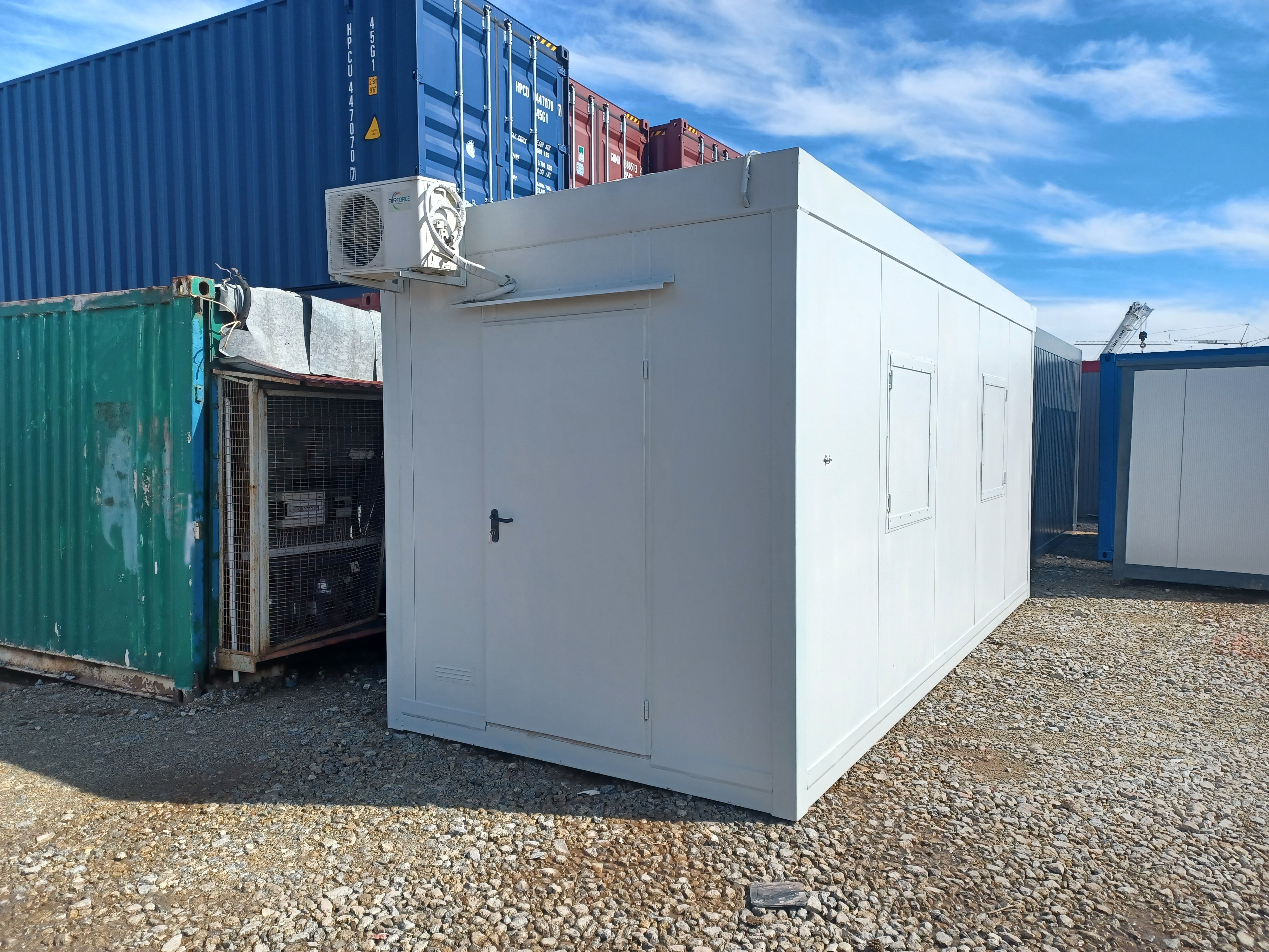 Container für Lebensmittelverkauf / Kasse / Verkauf / Sicherheit - Zwei Verkaufsschalter, Klimaanlage, 2,5 x 6