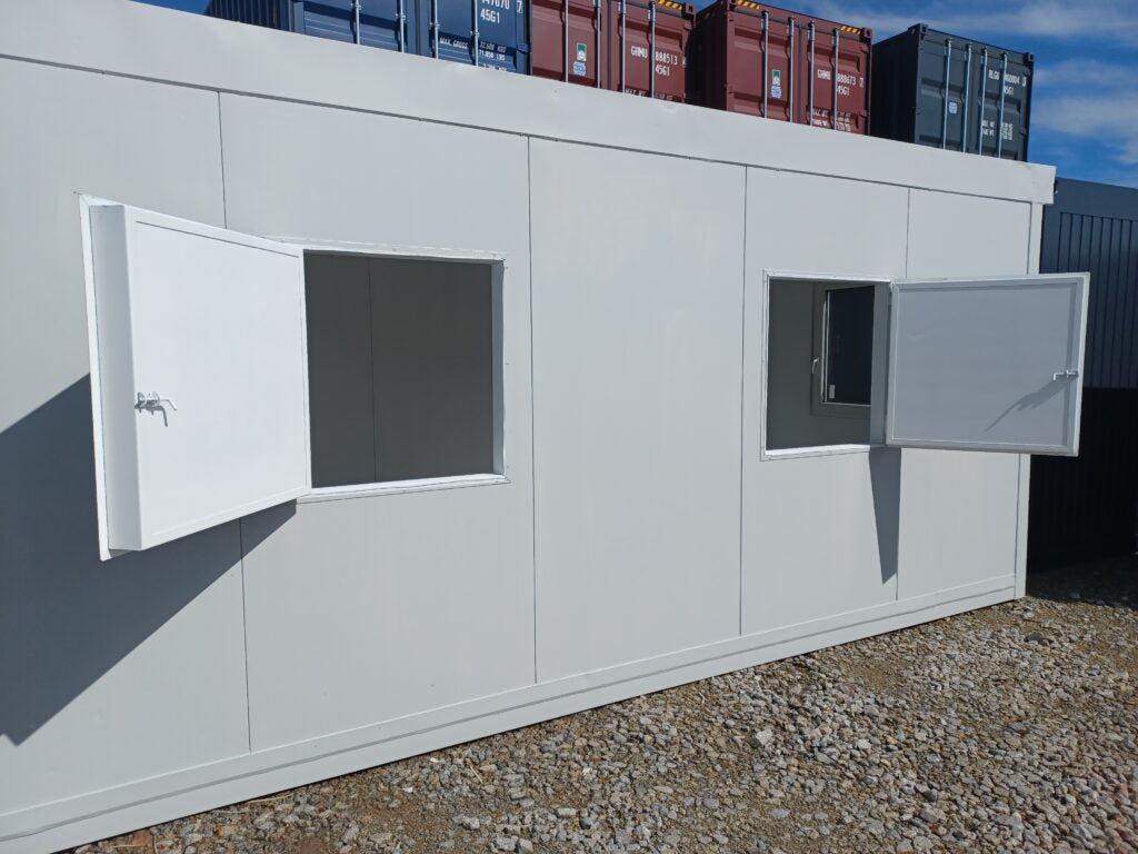 Container für Lebensmittelverkauf / Kasse / Verkauf / Sicherheit - Zwei Verkaufsschalter, Klimaanlage, 2,5 x 6