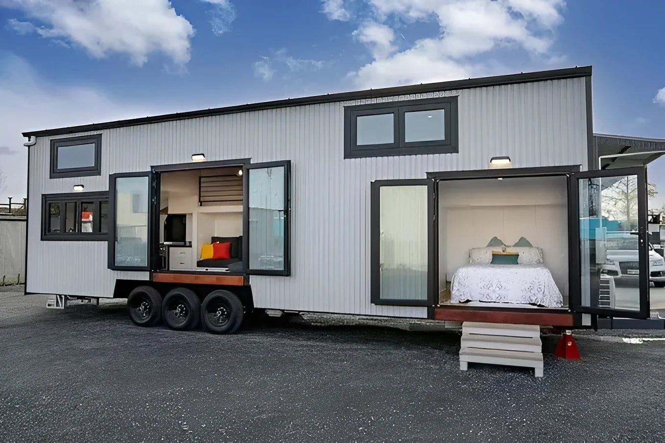 Modulares 3-Zimmer-Container-Mobilheim auf Rädern