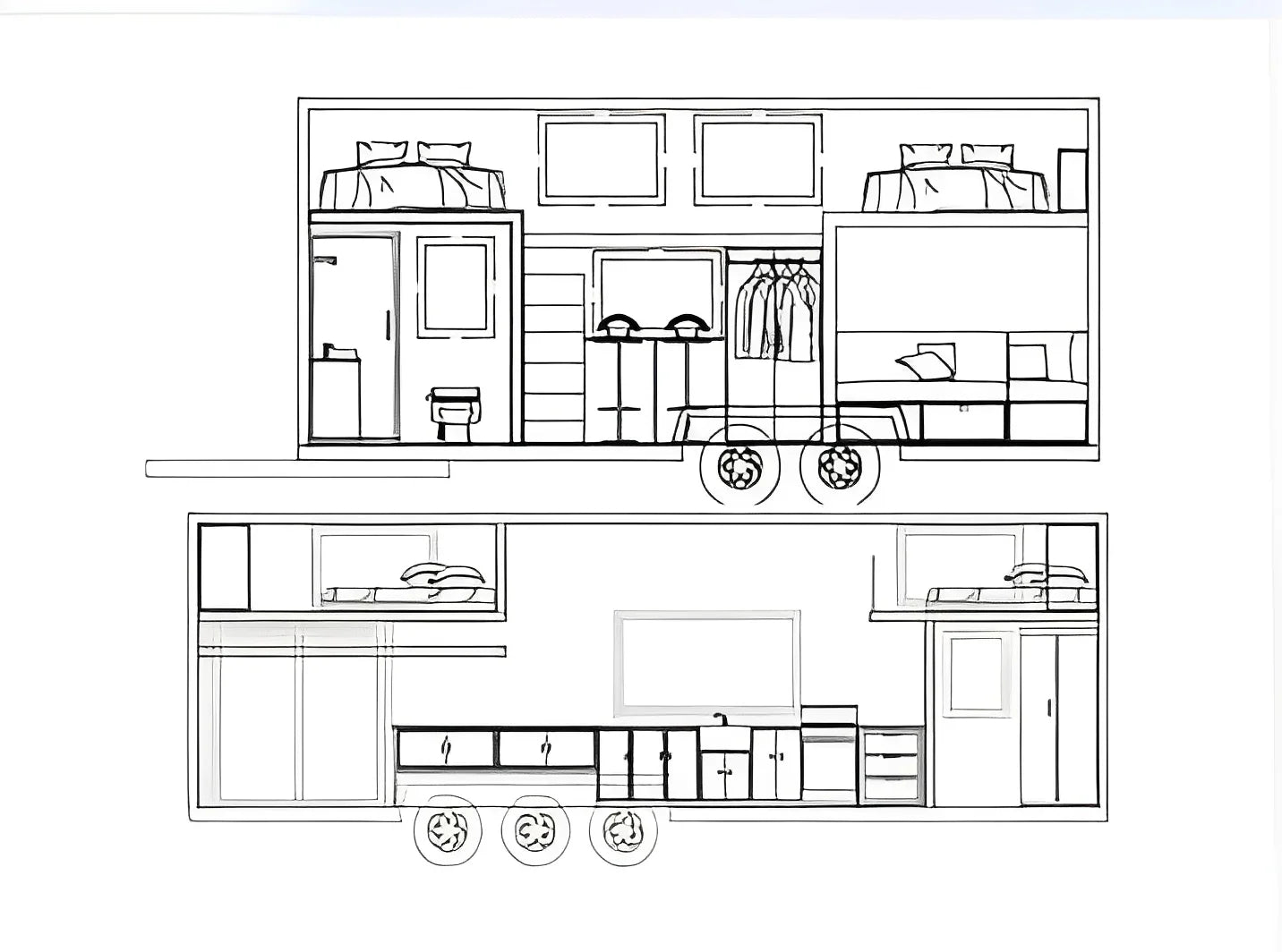 Modulares 3-Zimmer-Container-Mobilheim auf Rädern