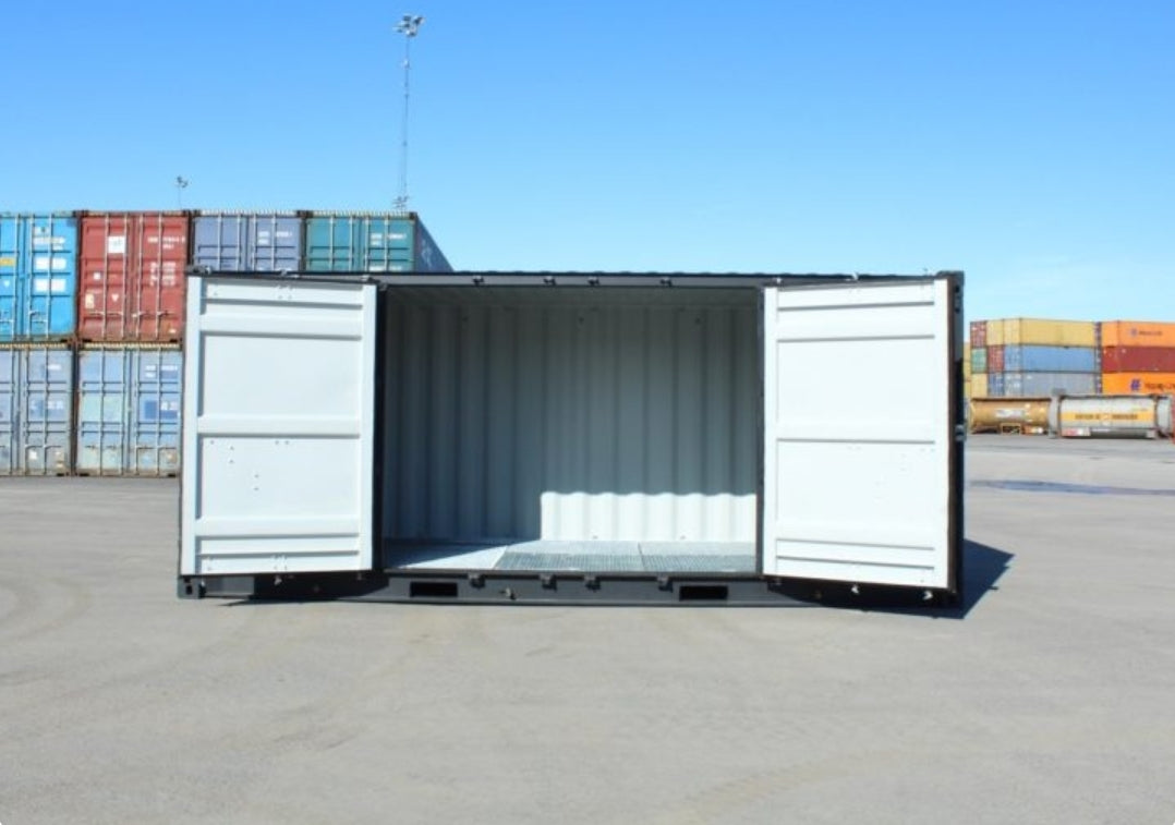 20-Fuß-Container für gefährliche Abfälle mit Seitenöffnung.